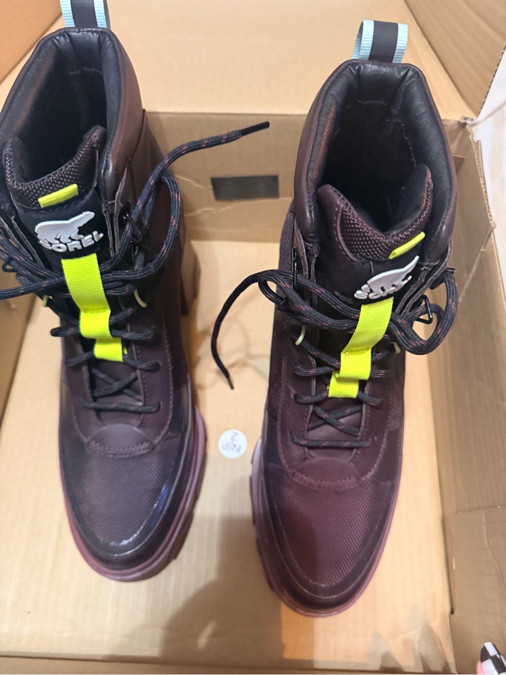 Sorel Brex Heel Lace Waterproof Chunky Heel Combat Boots Women’s Size 9 - Picture 2 of 5
